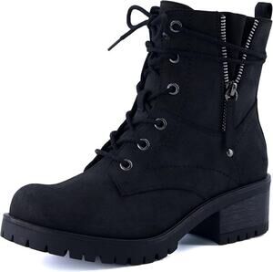 BRAND NEW***- Women's Heeled Combat Boots – Side Zipper and Memory Foam